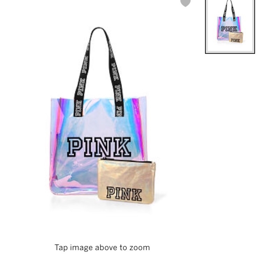 SOLD ON M! Pink tote and small makeup bag